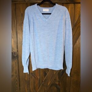 VTG Christian Dior Baby Blue Orlon Acrylic V-Neck Sweater